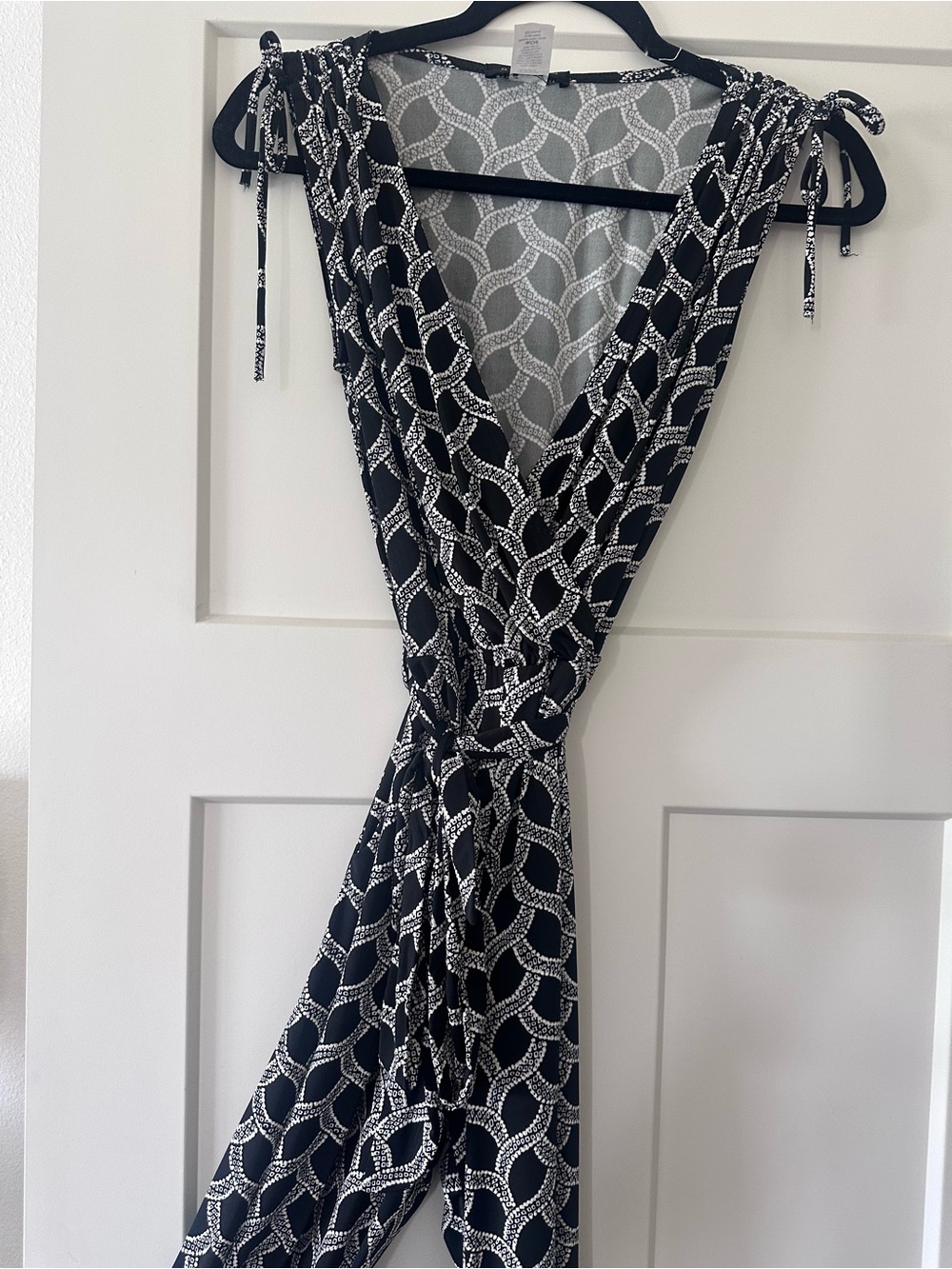 Ariella Black and White Chain-Link Print Jumpsuit